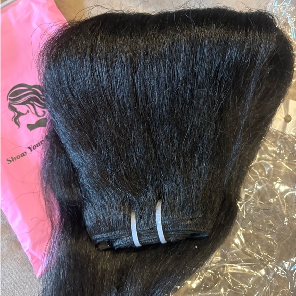 Human hair Kinky straight clip in hair extensions NWT - Picture 5 of 7
